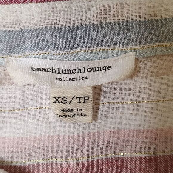 Beachlunchlounge collection Striped Short Sleeve Button Shirt Top Size XS - Picture 3 of 6